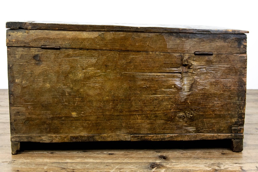 Antique Carved Oak and Deal Trunk View VII