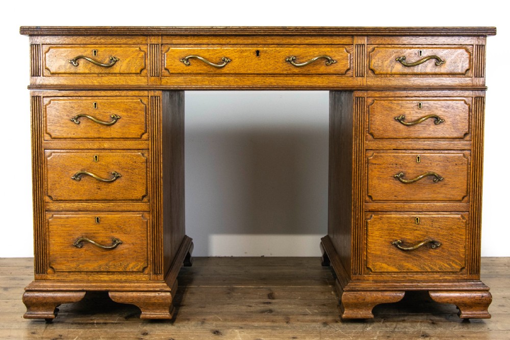 Antique Oak Pedestal Desk