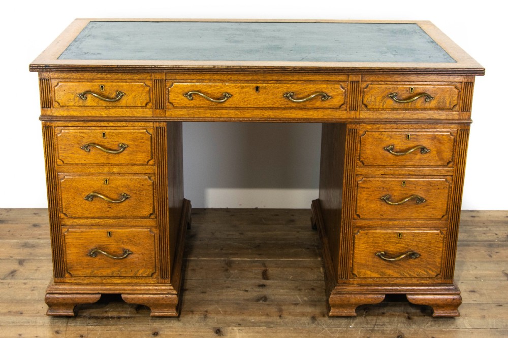 Antique Oak Pedestal Desk View II