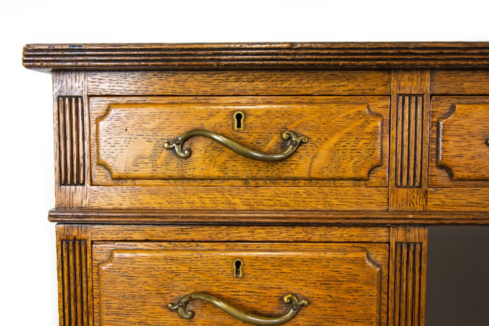 Antique Oak Pedestal Desk View IV