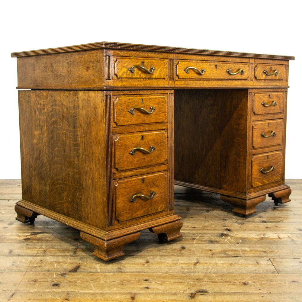 Antique Oak Pedestal Desk View V