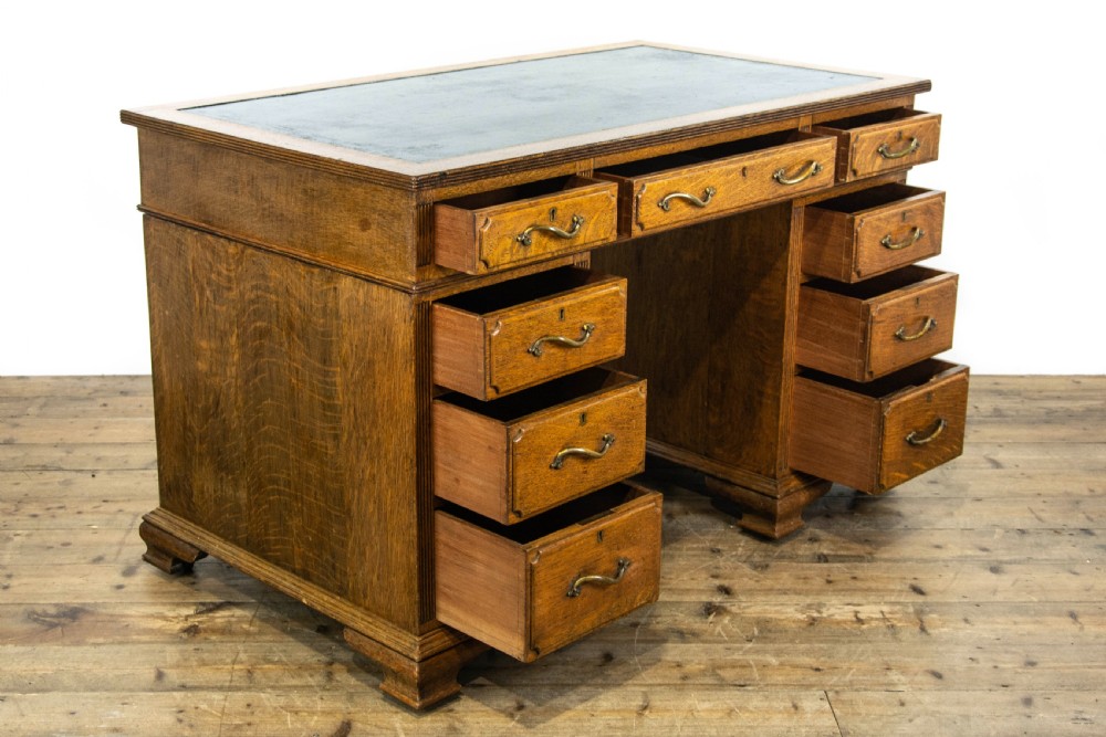 Antique Oak Pedestal Desk View VI