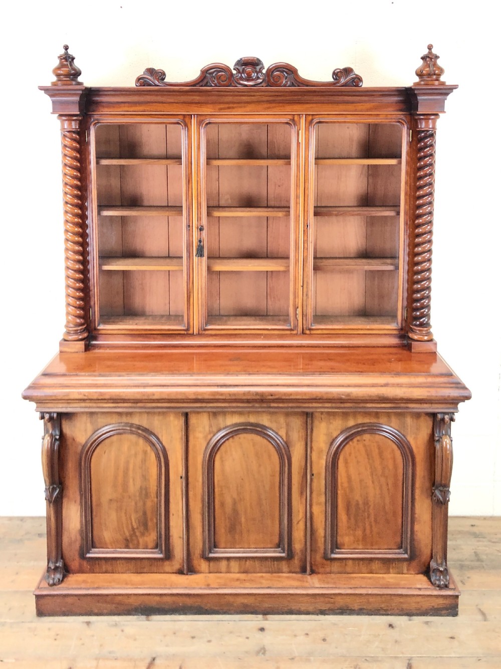 Antique Victorian Mahogany Glazed Bookcase View II