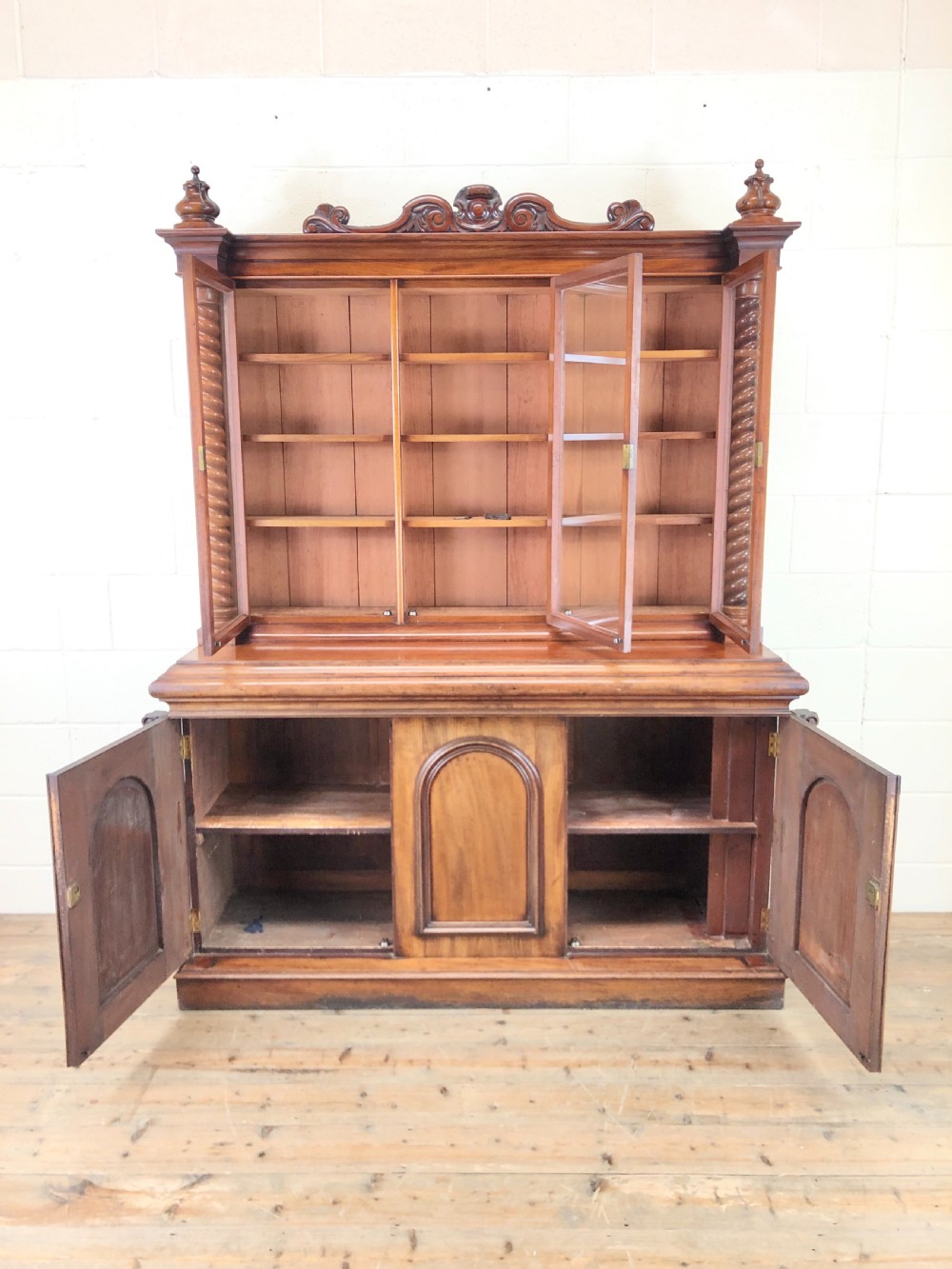 Antique Victorian Mahogany Glazed Bookcase View V
