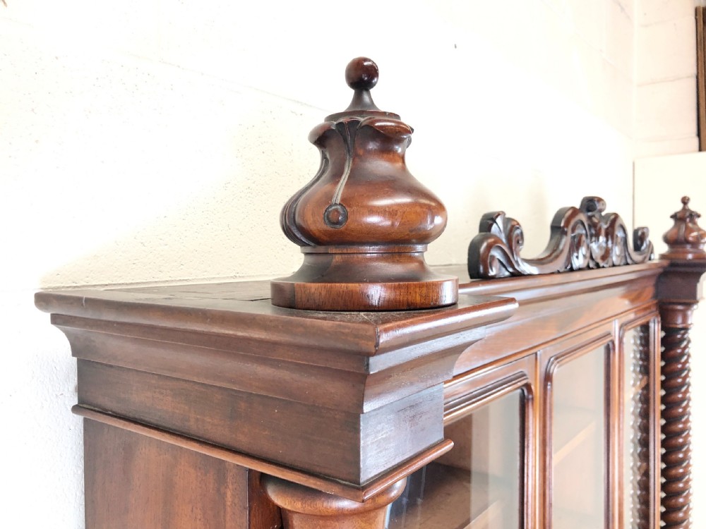 Antique Victorian Mahogany Glazed Bookcase View VI