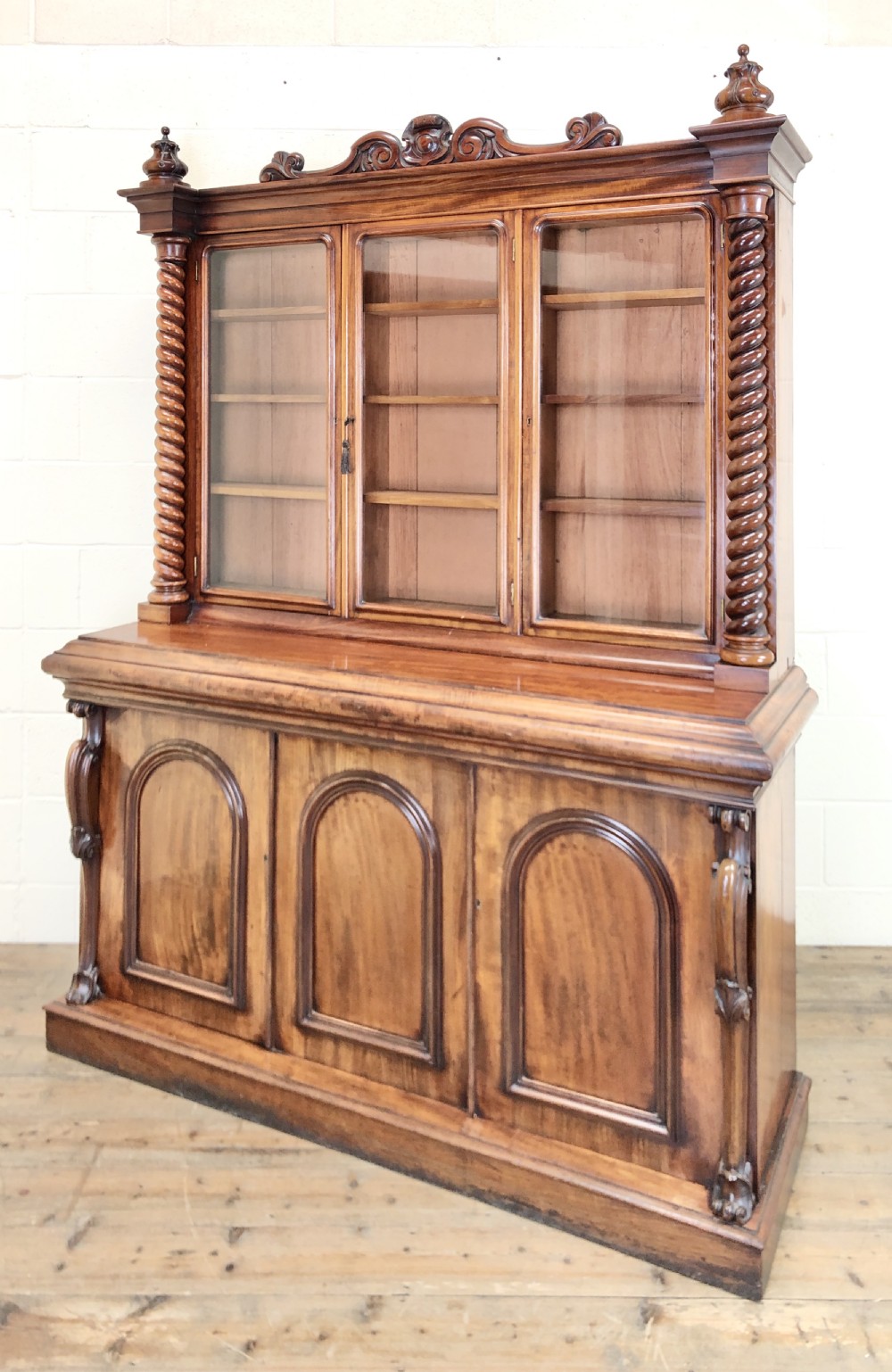 Antique Victorian Mahogany Glazed Bookcase View IX