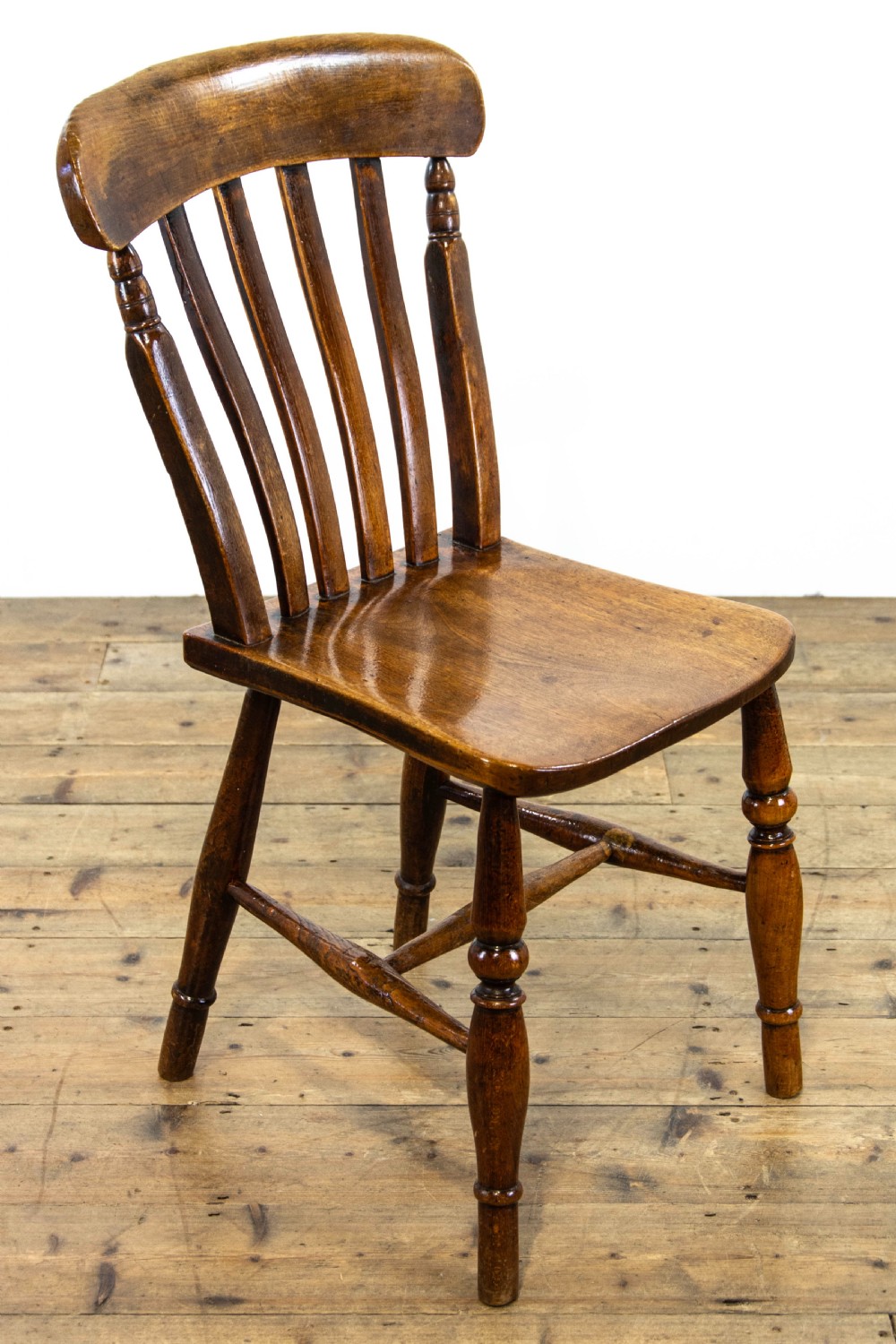 Set of Three Antique Elm Farmhouse Kitchen Chairs View II