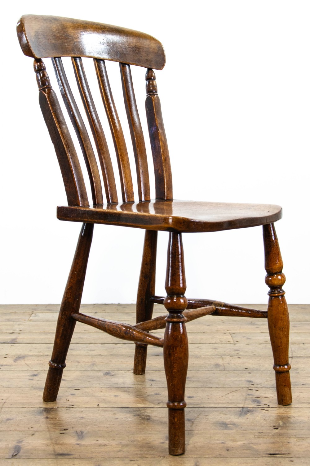 Set of Three Antique Elm Farmhouse Kitchen Chairs View V