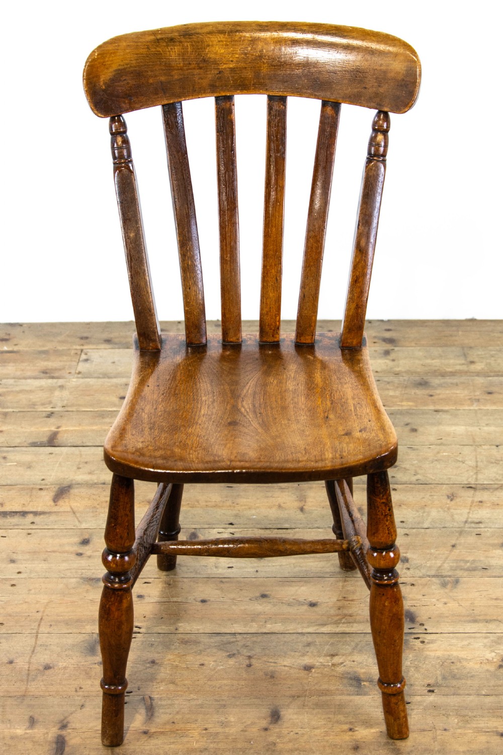Set of Three Antique Elm Farmhouse Kitchen Chairs View VI