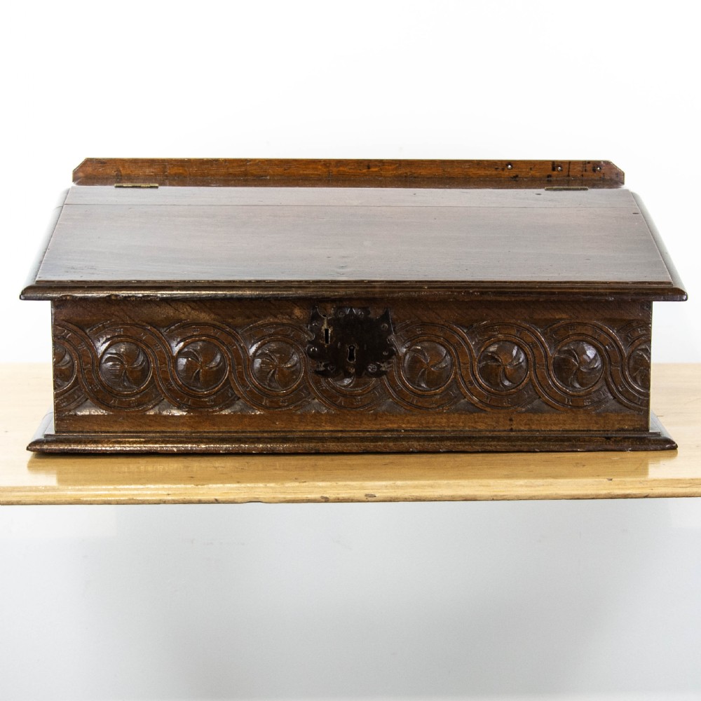 Antique Carved Oak Bible Box 