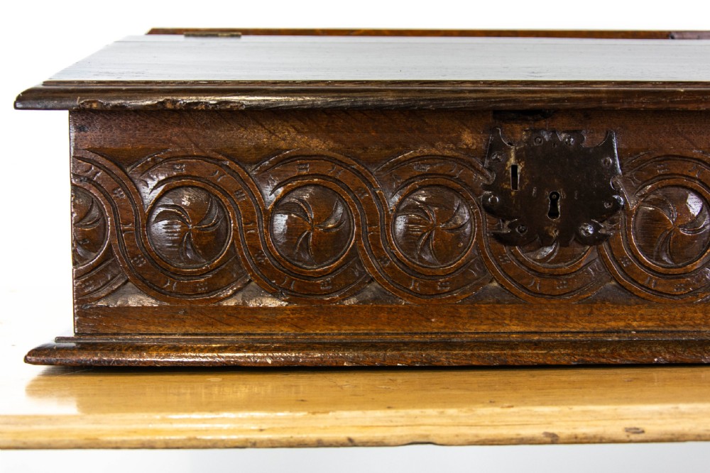 Antique Carved Oak Bible Box  View II