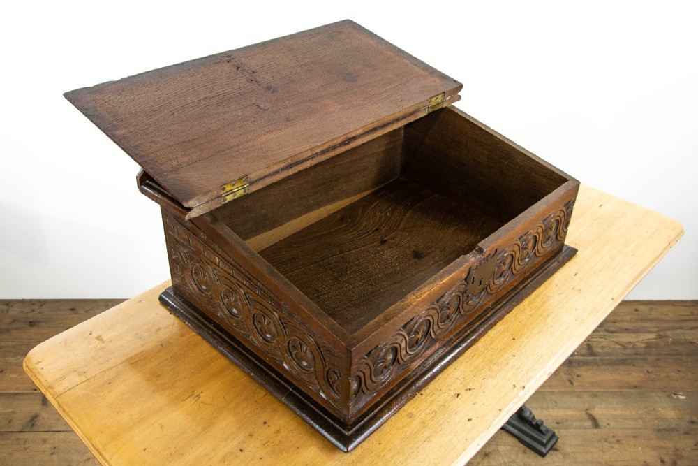 Antique Carved Oak Bible Box  View IV