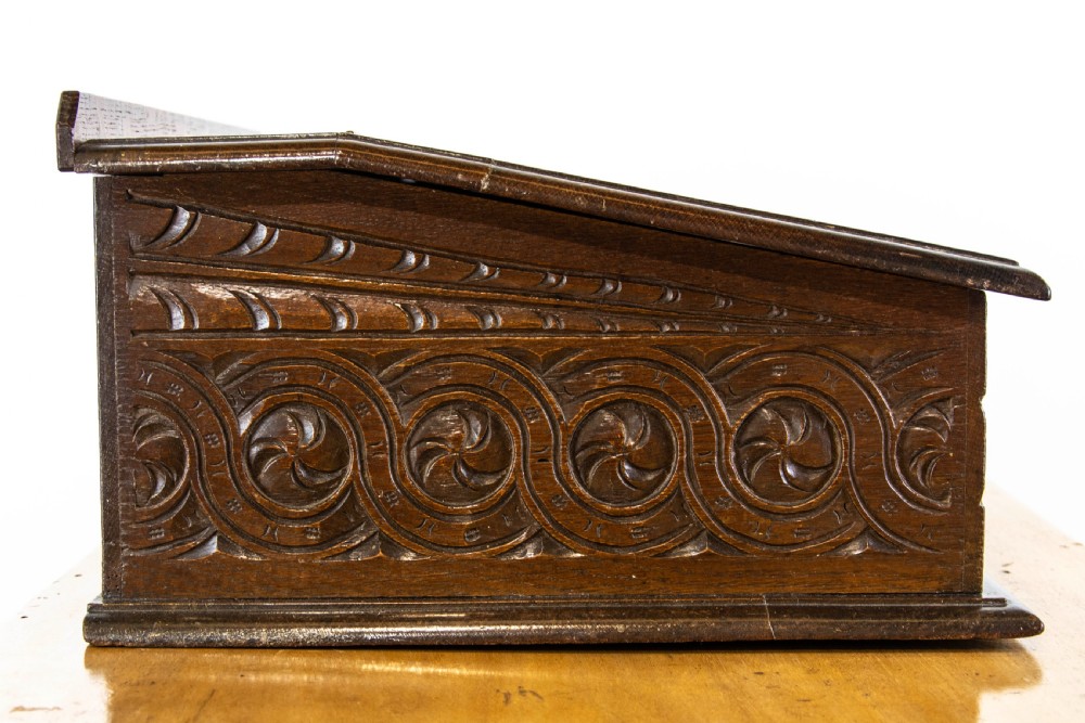 Antique Carved Oak Bible Box  View V
