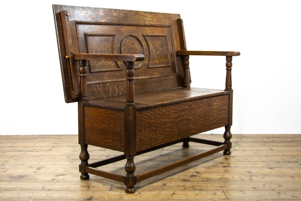 Antique Oak Monk’s Bench  View II