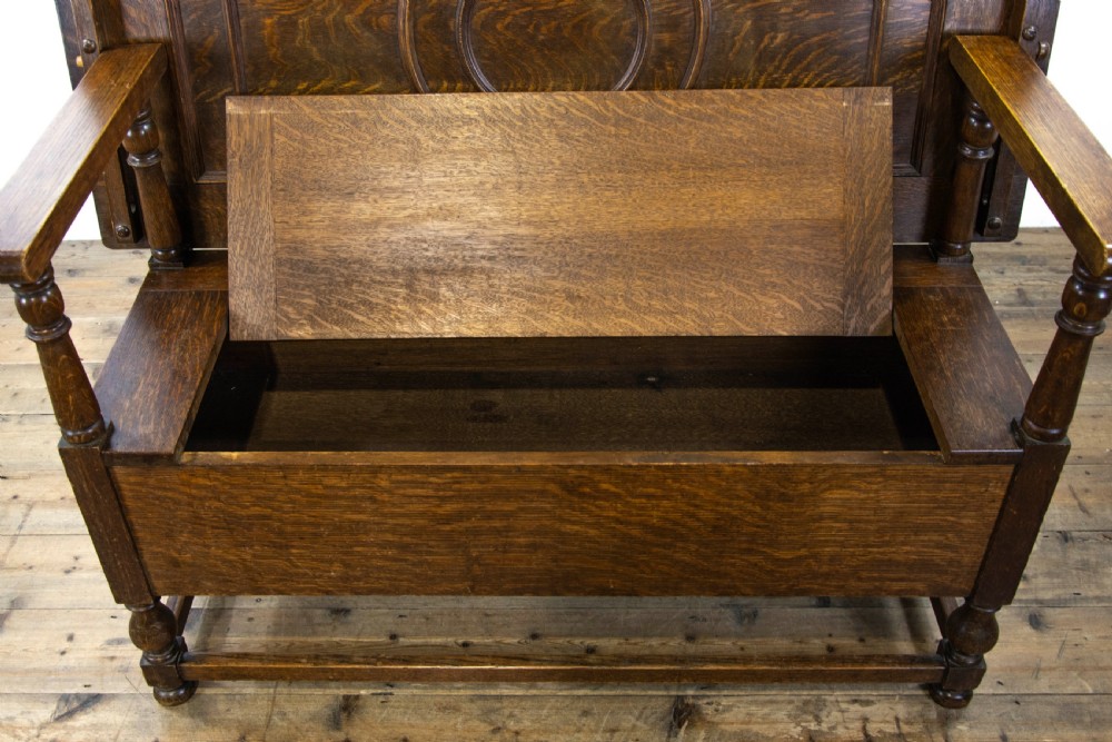 Antique Oak Monk’s Bench  View IV