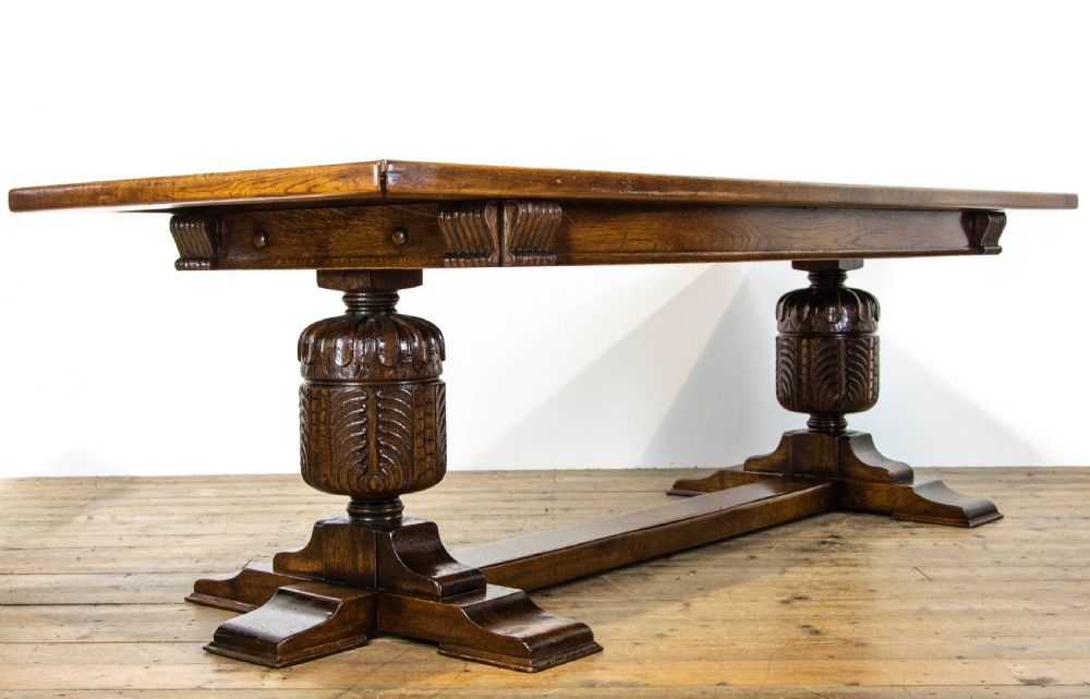 Antique Carved Oak Refectory Table View II