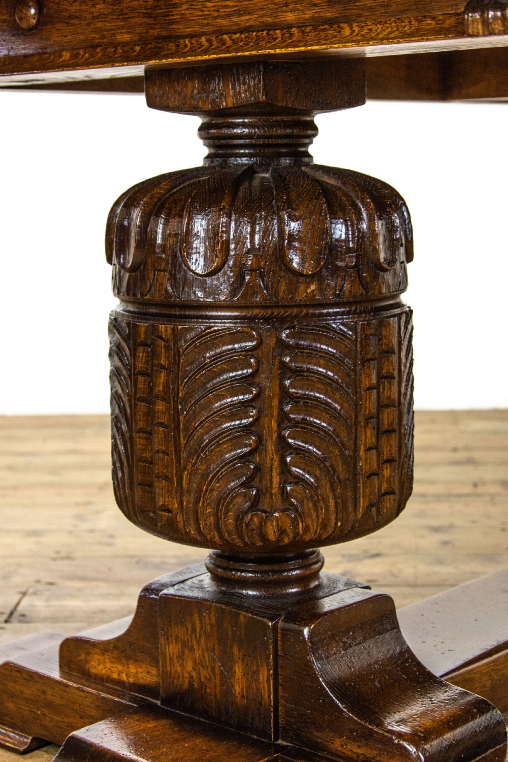Antique Carved Oak Refectory Table View V