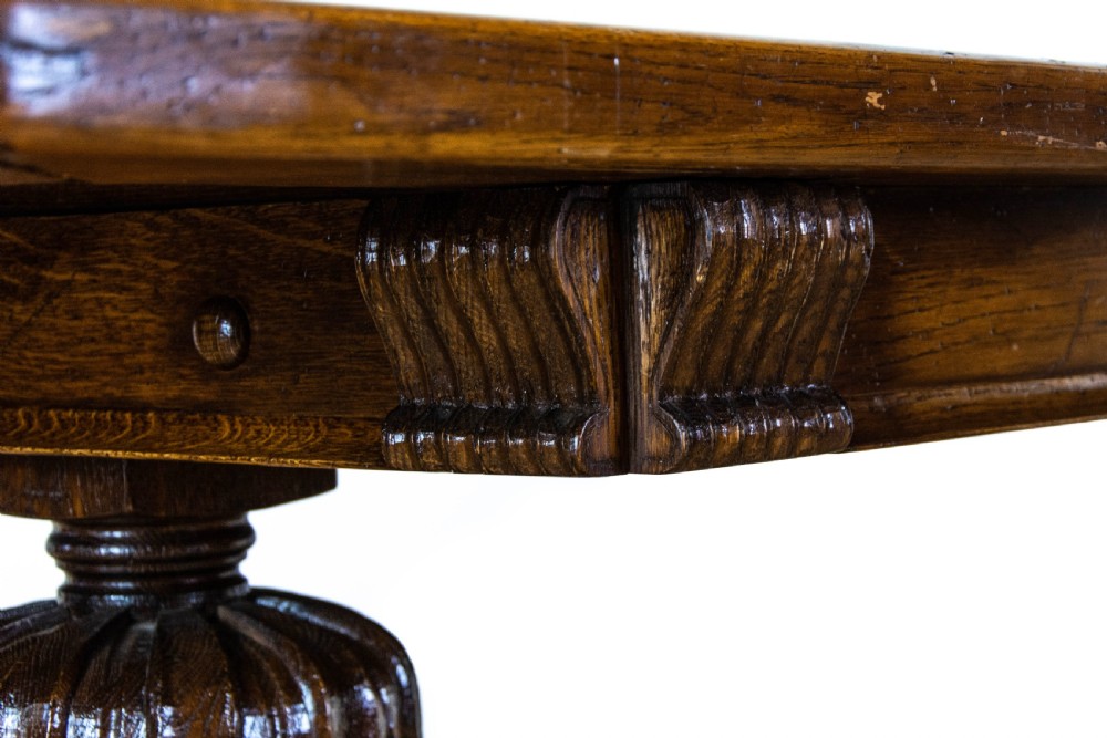 Antique Carved Oak Refectory Table View VI