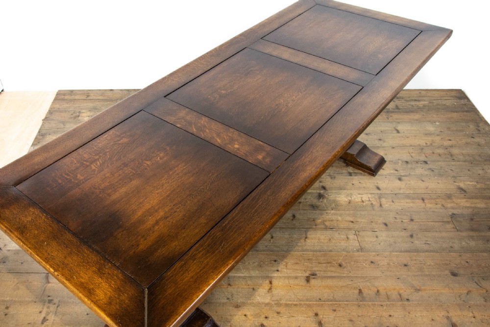 Antique Carved Oak Refectory Table View VII