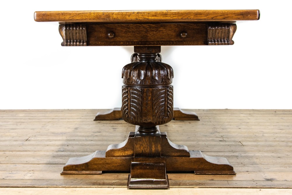 Antique Carved Oak Refectory Table View VIII