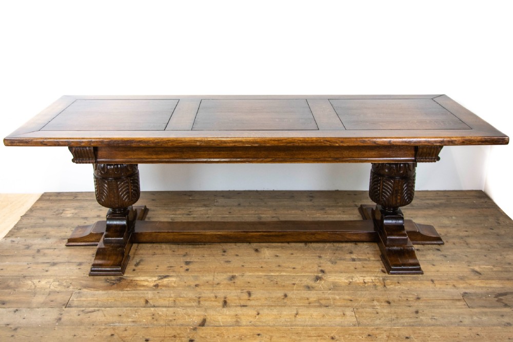 Antique Carved Oak Refectory Table View XIII