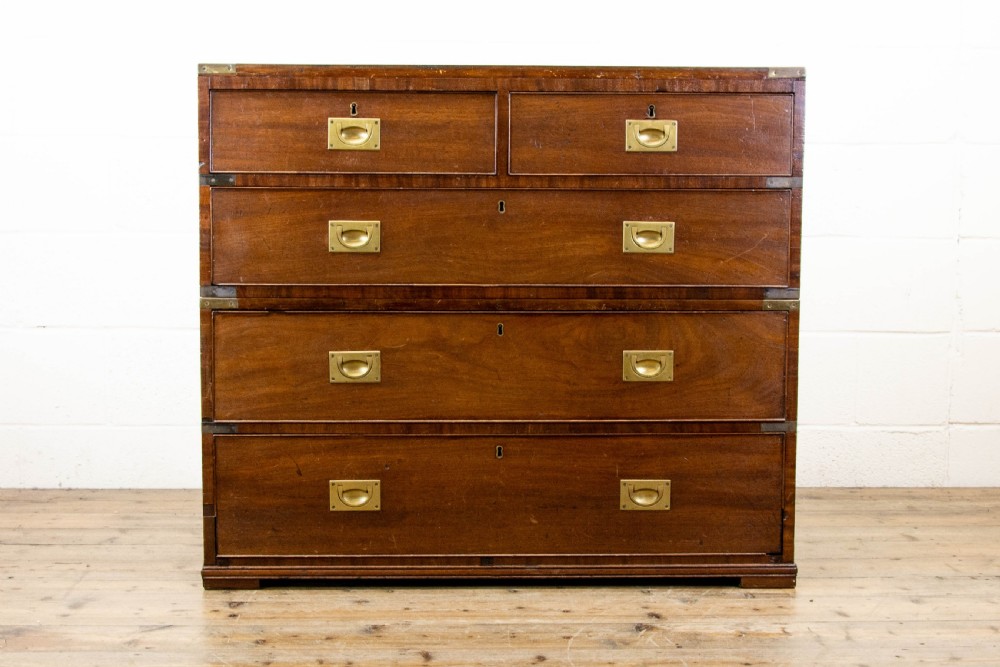Antique Mahogany Campaign Chest of Drawers View II