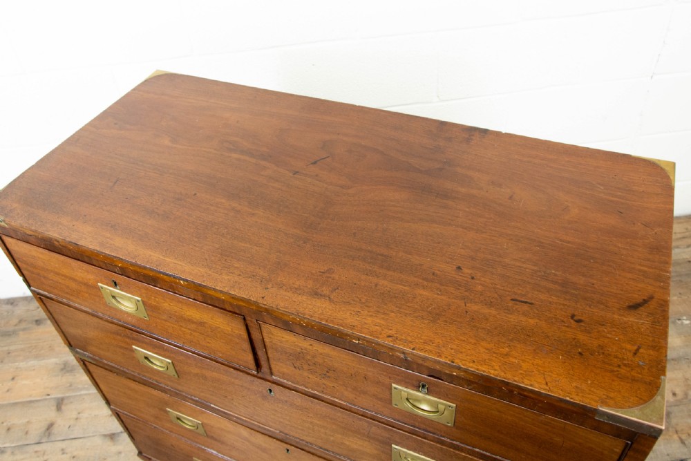 Antique Mahogany Campaign Chest of Drawers View IX
