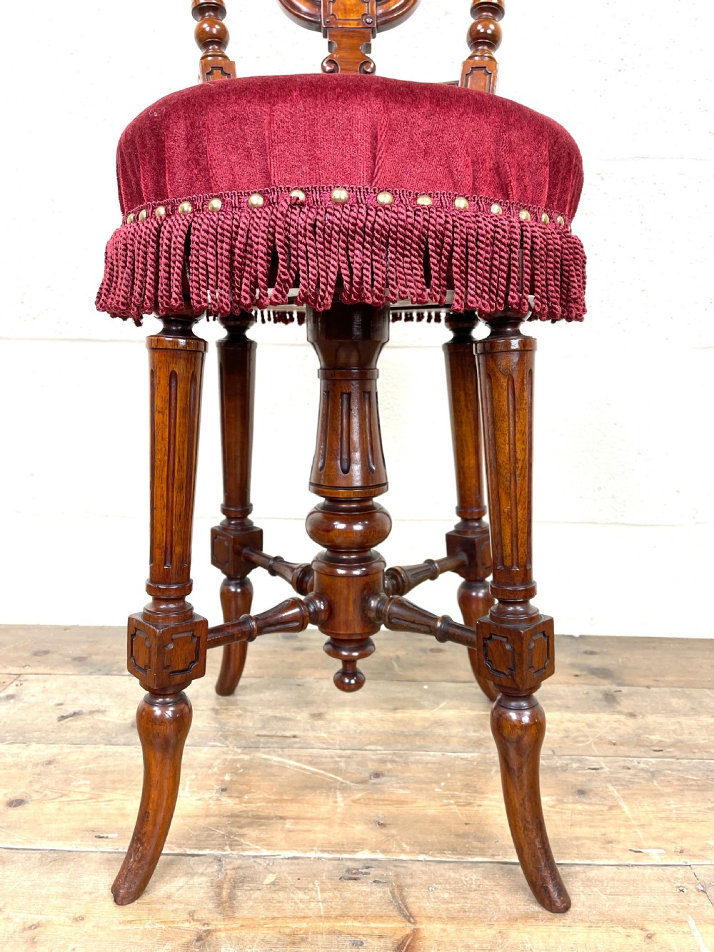 Antique Victorian Mahogany Musician’s Stool and Footstool View V