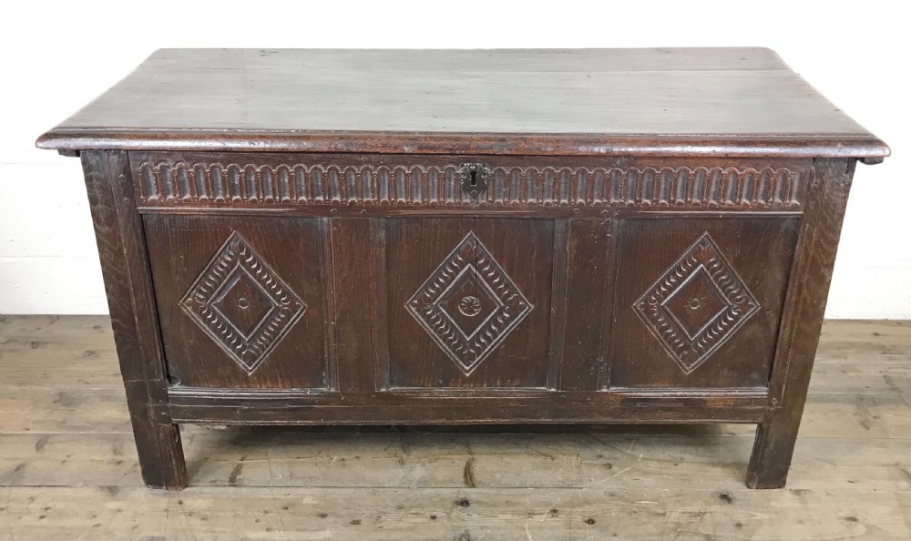 ANTIQUE 18TH CENTURY CARVED OAK COFFER View II