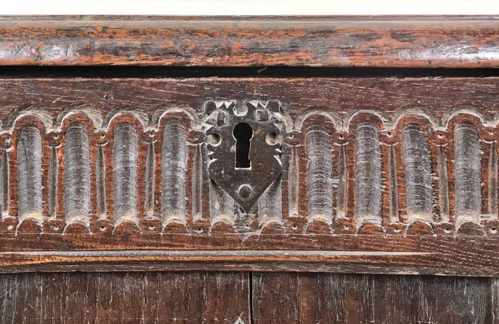 ANTIQUE 18TH CENTURY CARVED OAK COFFER View X