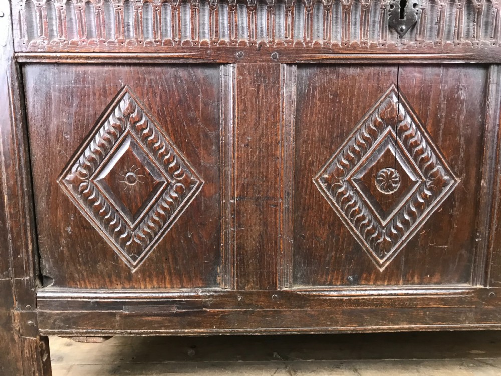 ANTIQUE 18TH CENTURY CARVED OAK COFFER View XI