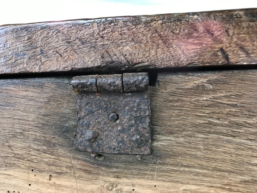 ANTIQUE 18TH CENTURY CARVED OAK COFFER View XVI