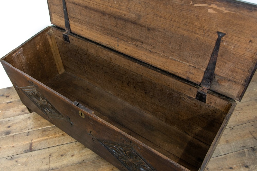 Antique Oak Plank Coffer View IX