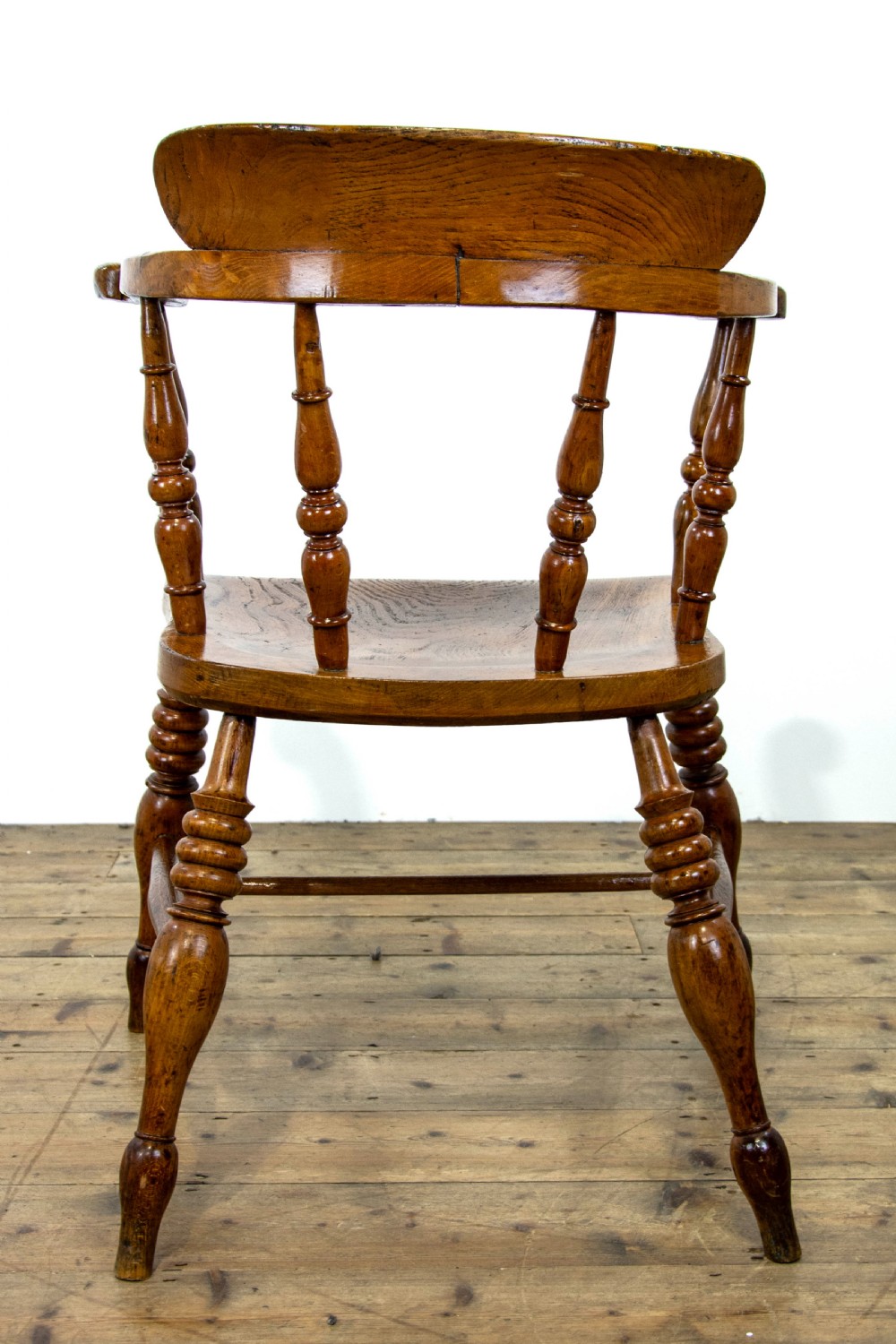 Pair of Similar Antique Beech and Elm Captain’s Armchairs View VI