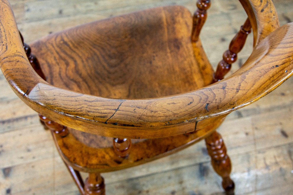 Pair of Similar Antique Beech and Elm Captain’s Armchairs View VII