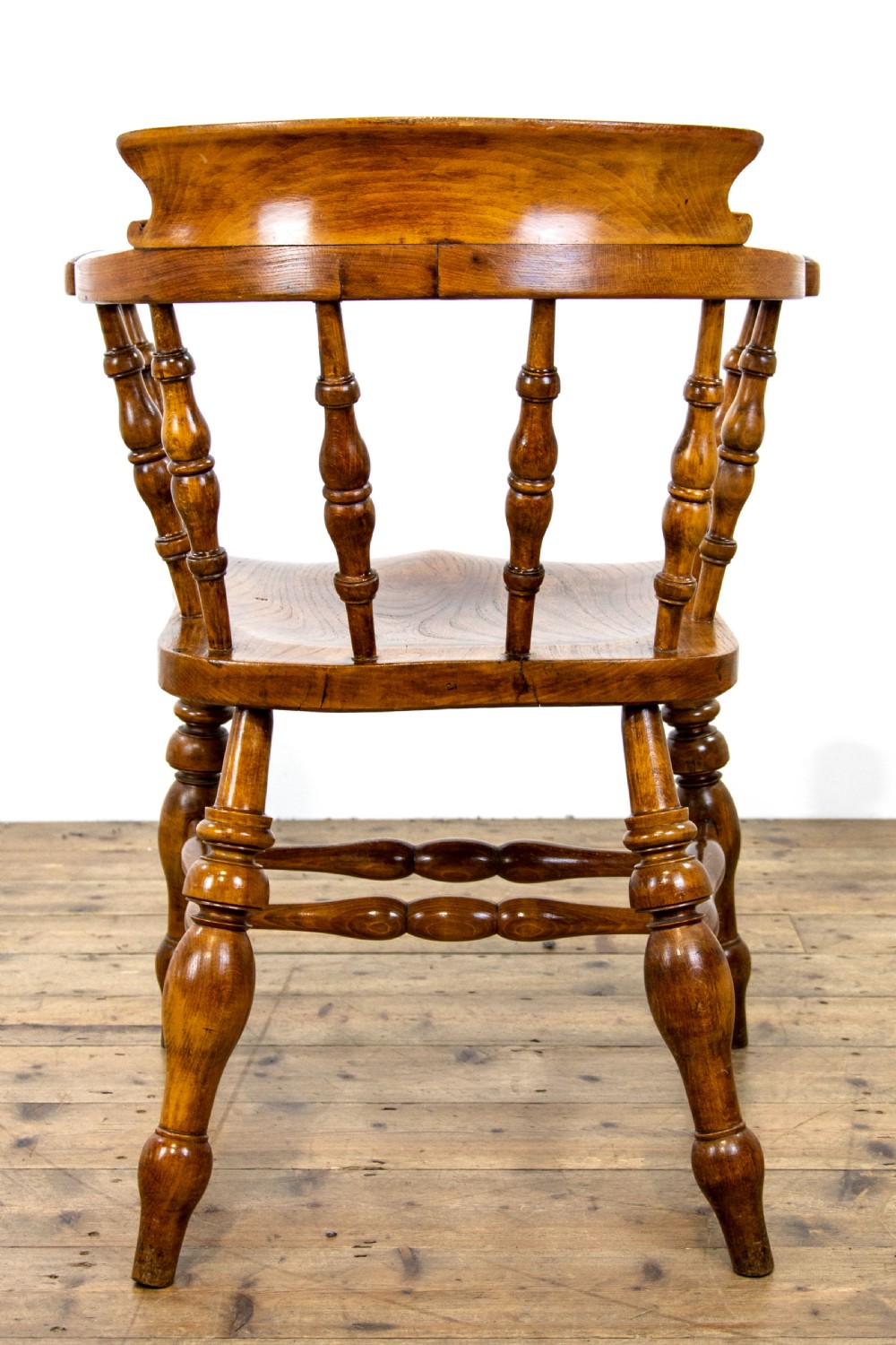 Pair of Similar Antique Beech and Elm Captain’s Armchairs View XIII