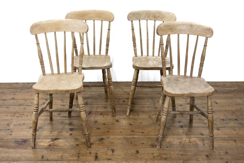 Set of Four Antique Farmhouse Kitchen Chairs View II