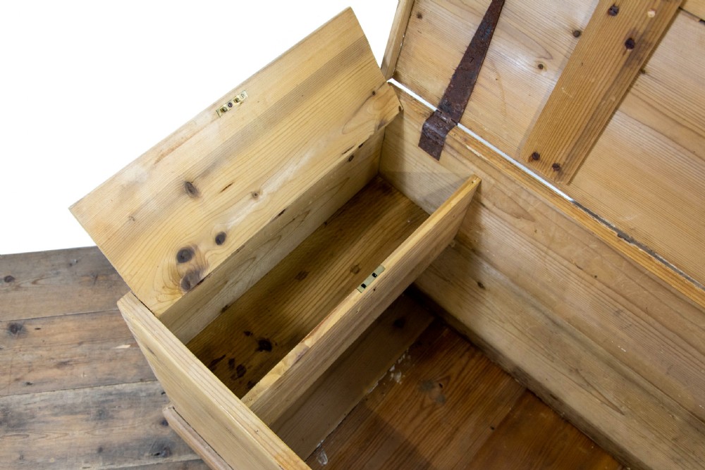 Antique Pine Blanket Box or Trunk View IX