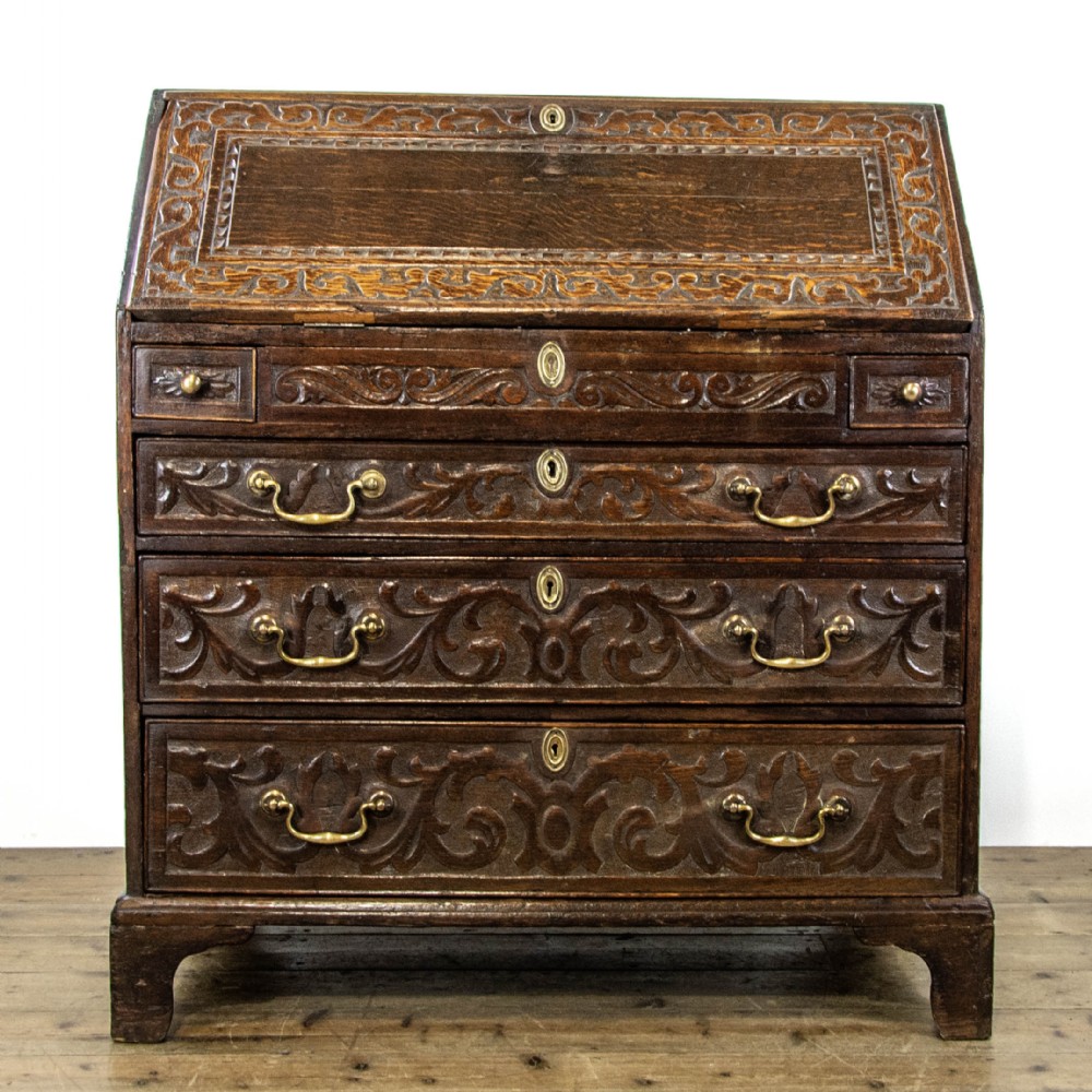 Antique Carved Oak Bureau