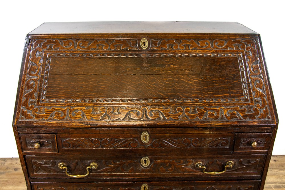 Antique Carved Oak Bureau View III