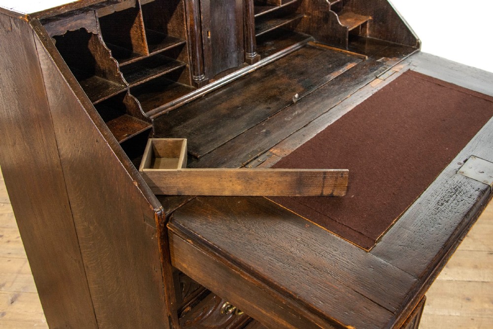 Antique Carved Oak Bureau View XII