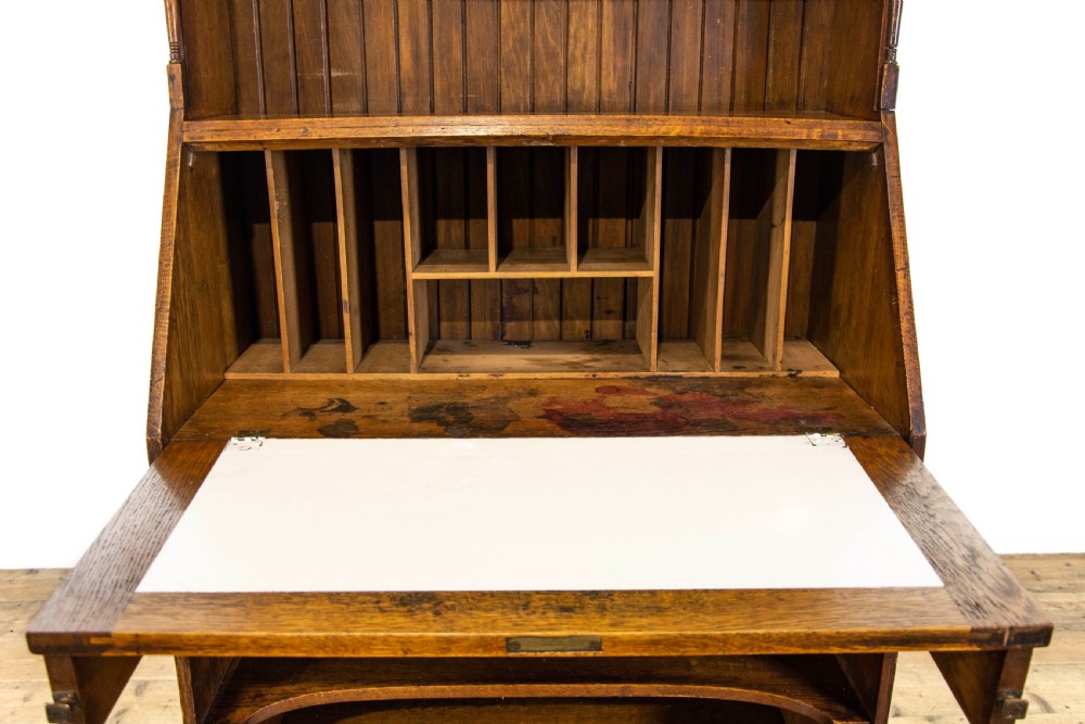 Arts and Crafts Oak Bookcase Bureau View VI