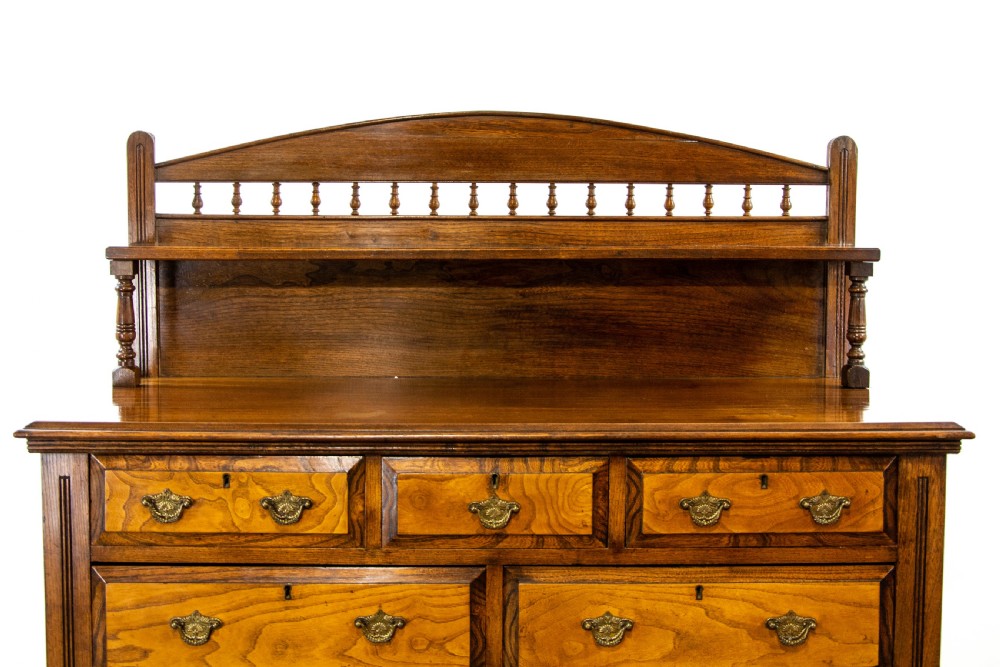 Large Antique Oak and Elm Sideboard View XII