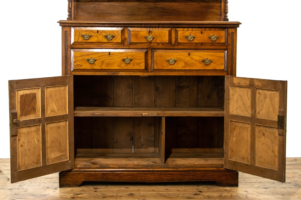 Large Antique Oak and Elm Sideboard View XIII