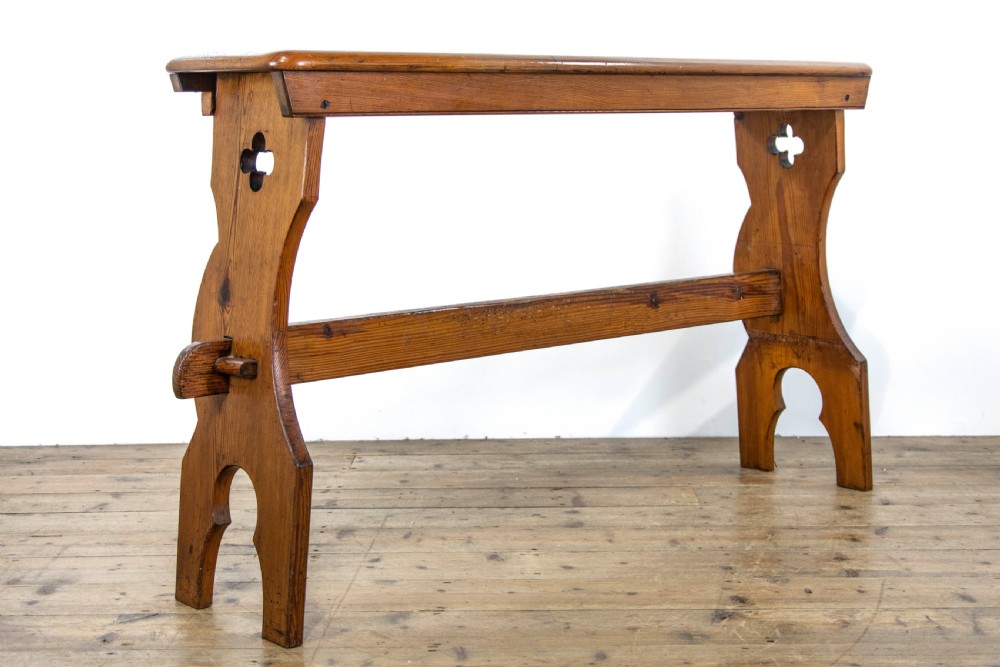 Antique Pitch Pine Organ Bench  View II