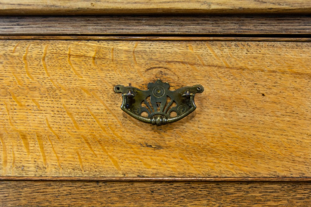 Antique Pale Oak Side Table with Drawers View V