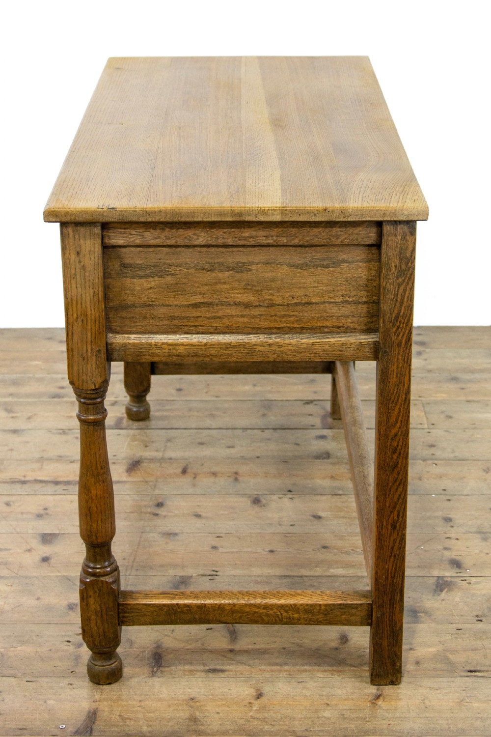 Antique Pale Oak Side Table with Drawers View VII