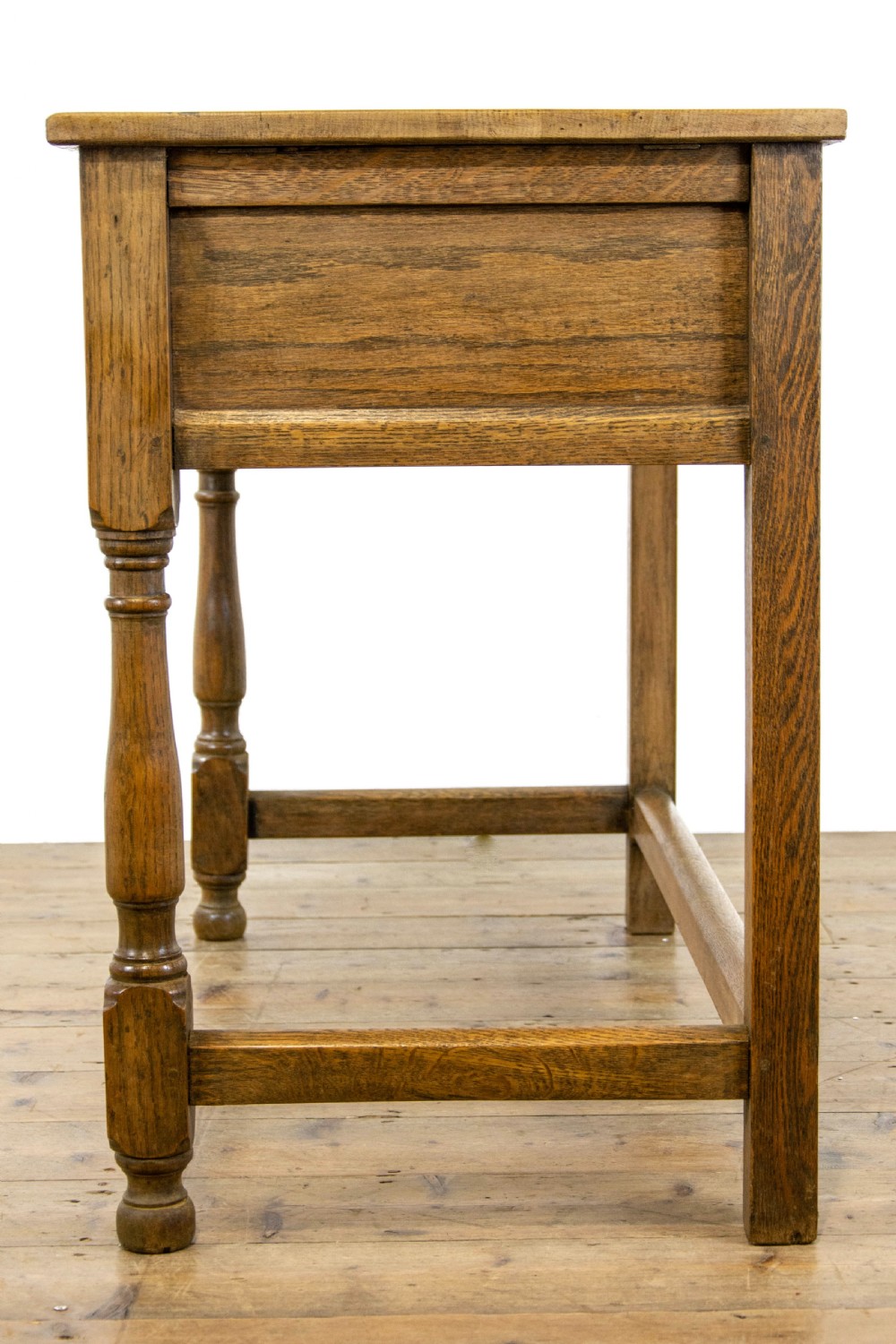Antique Pale Oak Side Table with Drawers View VIII