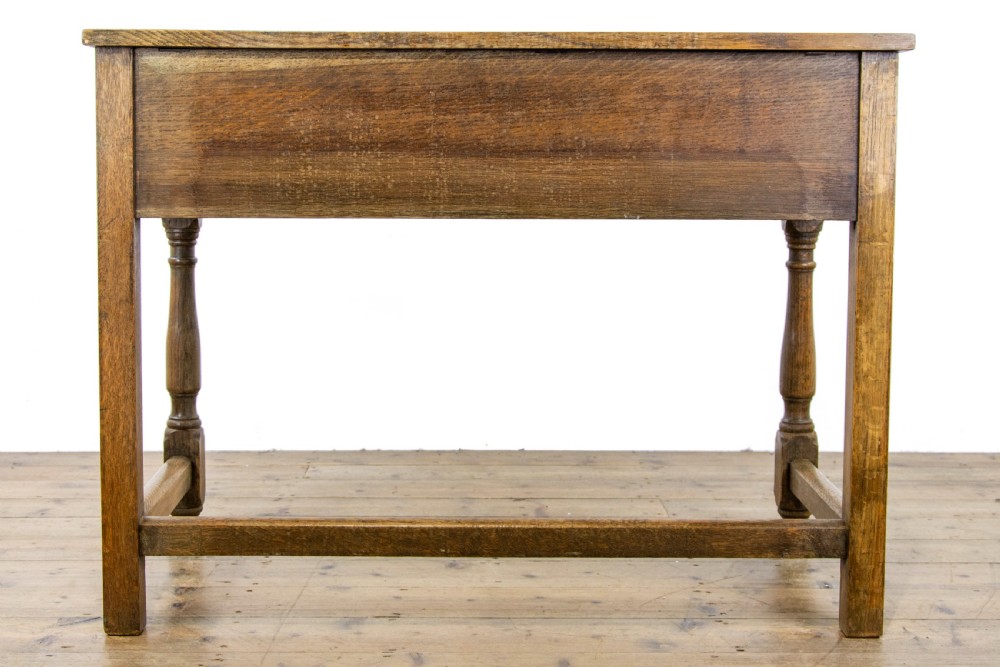Antique Pale Oak Side Table with Drawers View IX