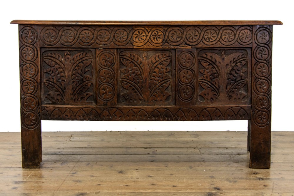  Small 18th Century Carved Oak Coffer  View III